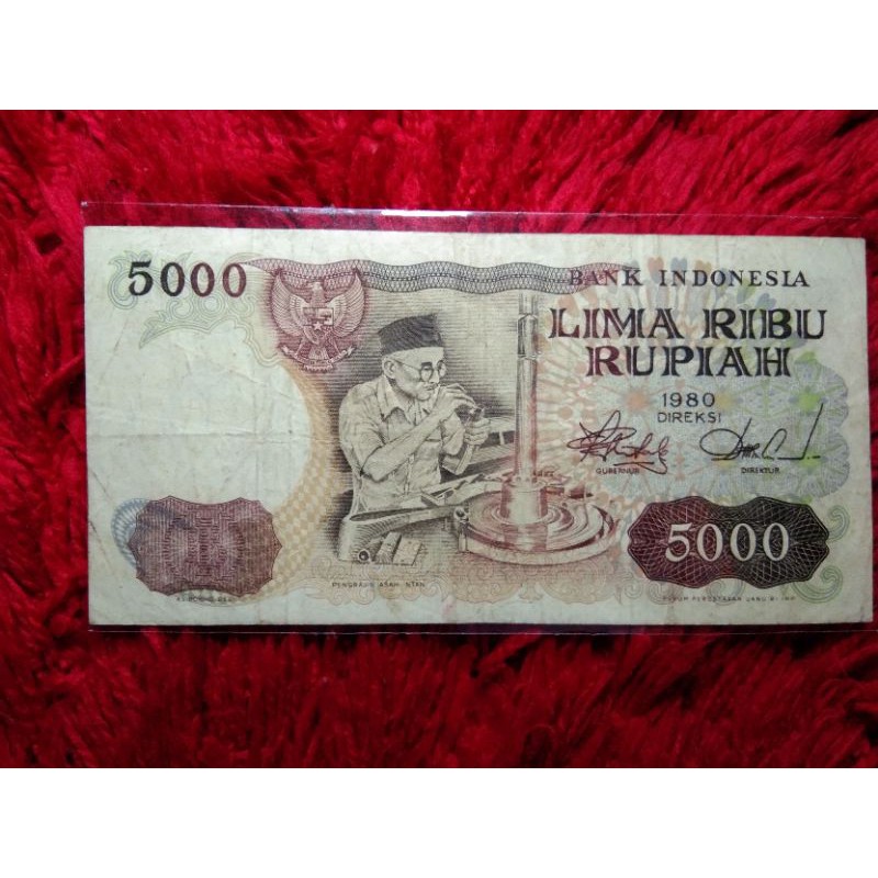 Uang Kuno 5000 Pengrajin Asah Intan 1980