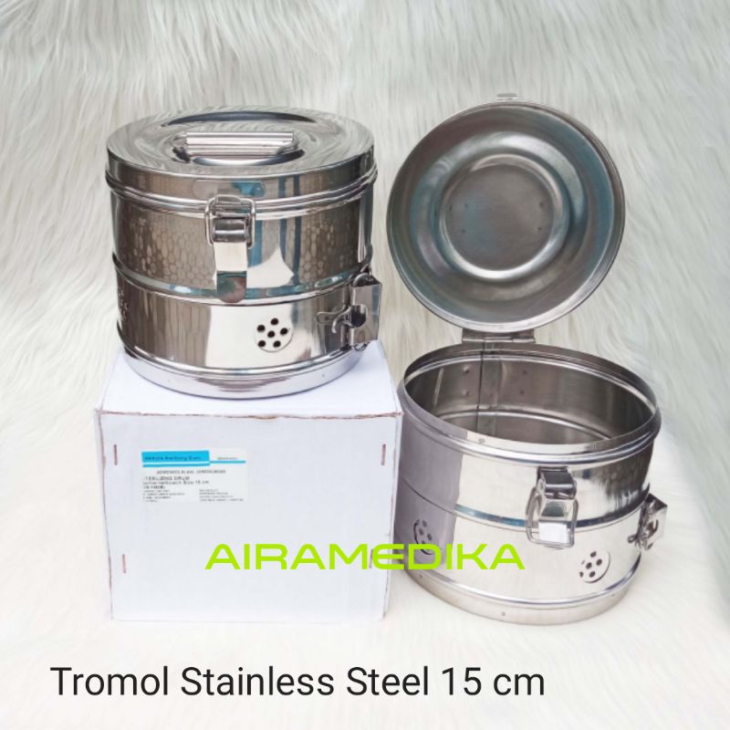Tromol 15cm / Dressing Drum / Tromol Kasa Dressing Drum Diameter 15cm Stainless Steel