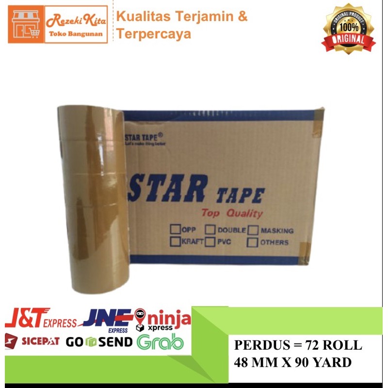 

Lakban Coklat Star Tape 2 Inch 48 mm 90 Yard 82 Meter PER DUS