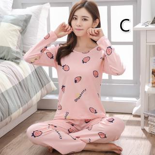 new Baju  tidur korea  piyama leher  bulat lengan panjang 