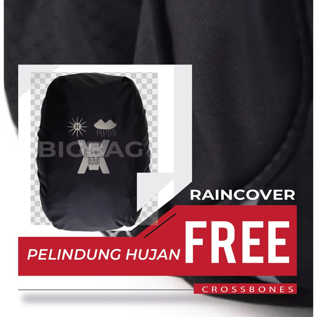 Tas Ransel Outdoor Pria Gear Bag CROSSBONES 13098 Laptop Backpack + FREE Raincover