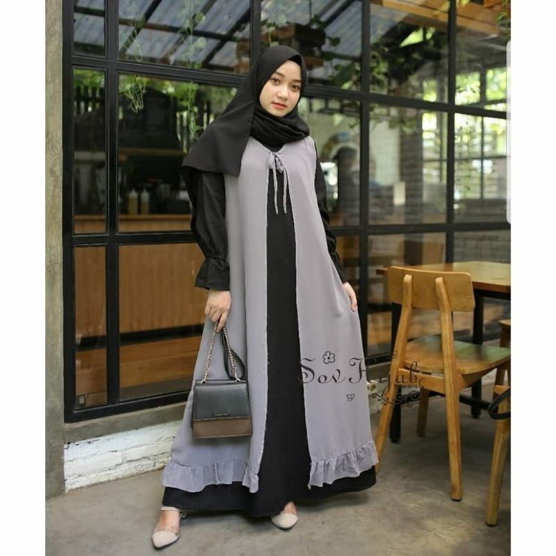 Lanara Maxy Long Dress Baju Muslim Original Moscrepe Trendy Modern Baju Wanita Kekinian 2021