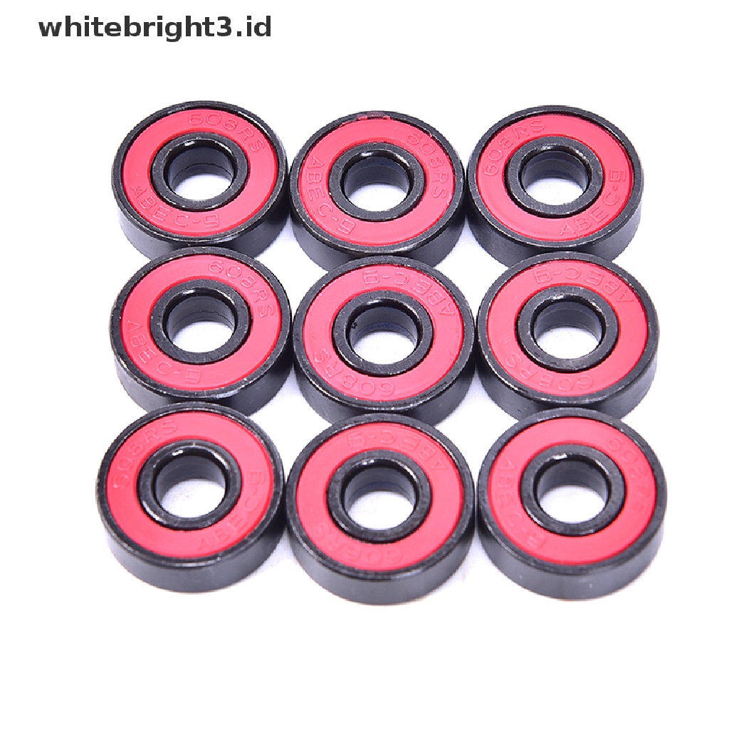 (whitebright3.id) 10pcs / set 608 2RS Bearing Deep Groove Bahan Baja 608RS 608-2RS