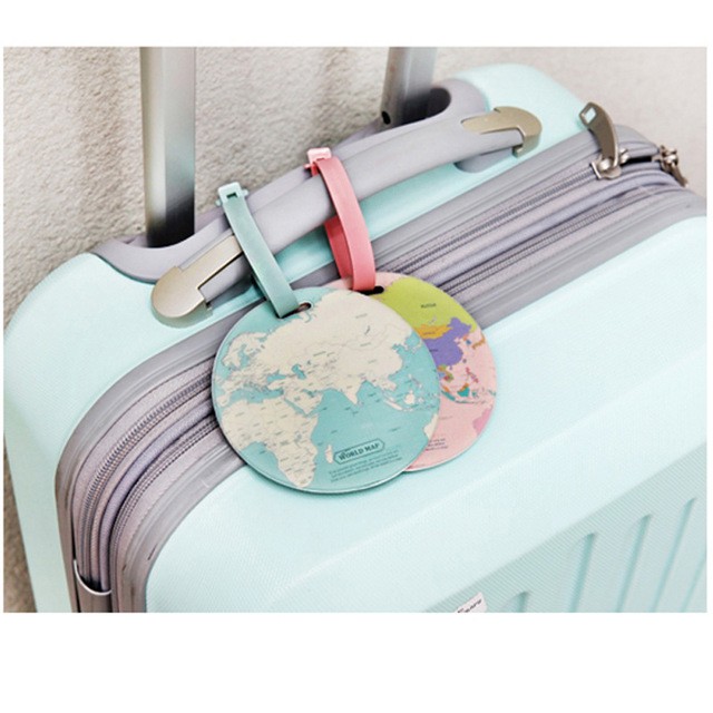 WORLD MAP Travel Luggage Tag Label Koper Motif Karakter Lucu Unik NJ40