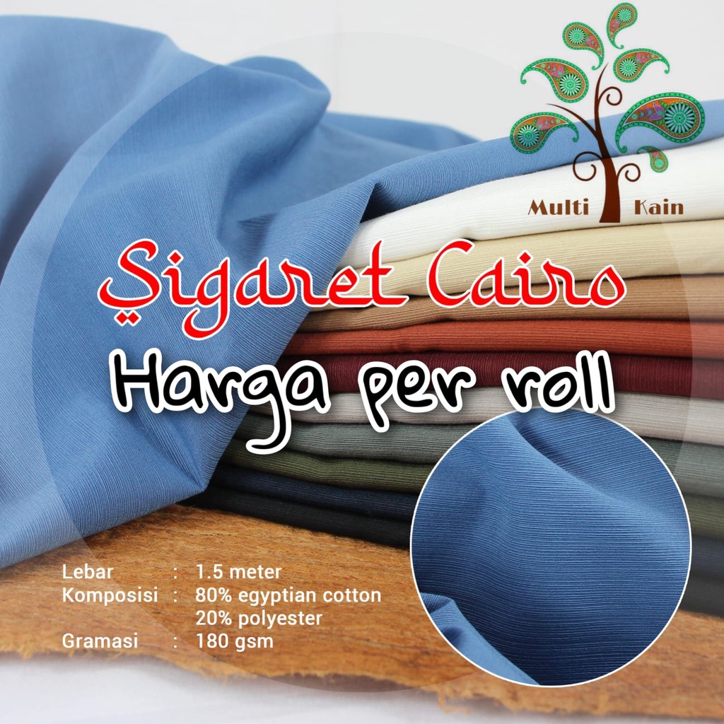 multi kain cairo cotton katun si garet per rol 50 yard