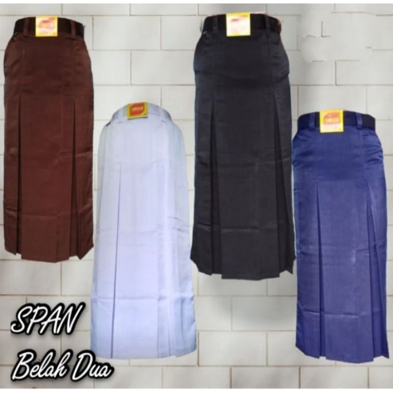 Jual SERAGAM SEKOLAH ROK SPAN BELAH DUA SMP/MTS/SMA HITAM PUTIH COKLAT ...