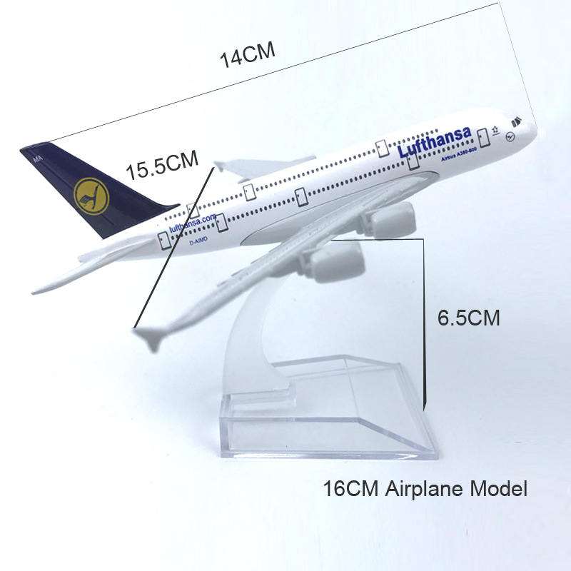 Miniatur Diecast Pesawat Terbang Deutsche Lufthansa AG A380 380 Bahan Metal Ukuran 16CM / 20CM