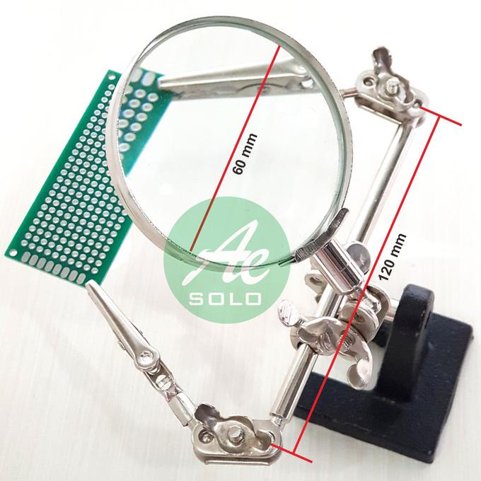 =====] Penjepit PCB dengan Kaca Pembesar PCB Holder with Magnifying Glass