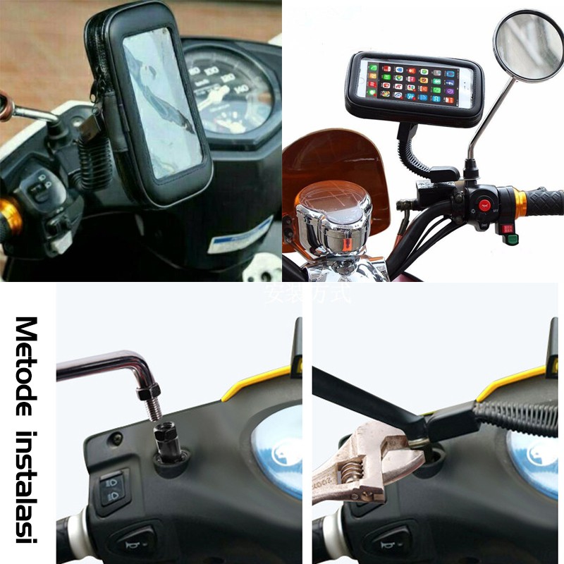 Murah Holder Hp 5.5 Inch anti Waterproof air di spion motor universal Matic Bebek