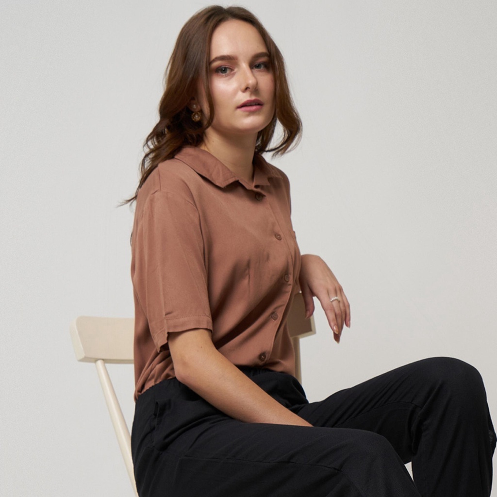 Monellina 90182 Kemeja Wanita Lengan Pendek-1