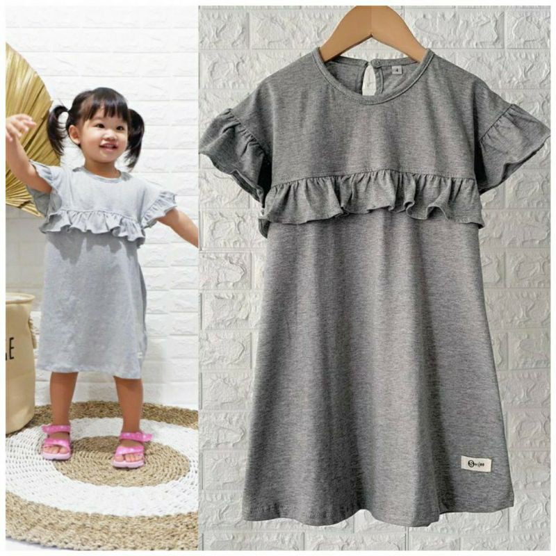 Dress Anak Ruffle Rumbay Polos Smilee Original Kaos Anak Super Premium Baju Anak Perempuan Terlaris Termurah Best Seller