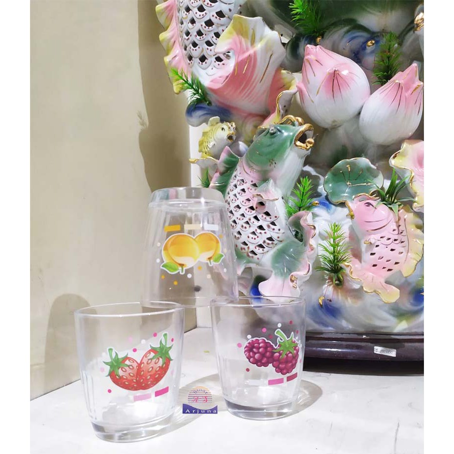 Gelas Minum Benng Gambar Buah-Buah Satu Set isi 6pcs