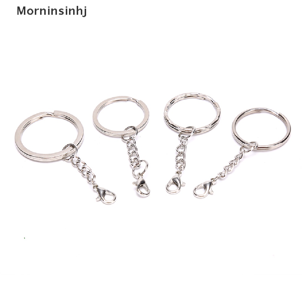 10pcs / Set Gantungan Kunci Split Ring Pendek Warna Silver Polished DIY