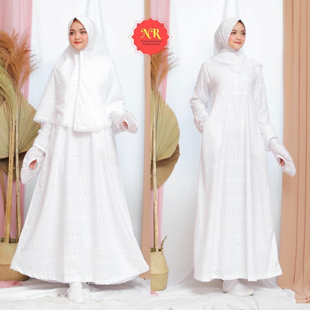 GAMIS PUTIH SYARI ,GAMIS UMROH , PERLENGKAPAN HAJI UMROH WANITA kode GPR