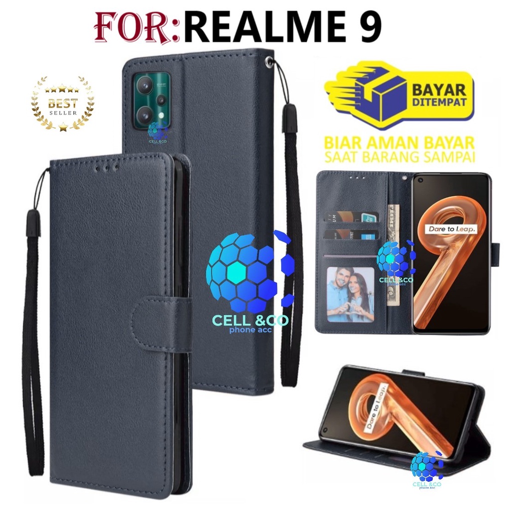 FLIP COVER REALME 9 FLIP LEATHER WALLET PREMIUM FLIP CASE BUKA TUTUP KESING HP CASING FLIP CASE REALME 9