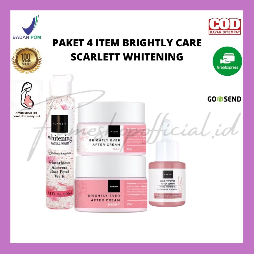 FAMESHOP - PAKET WAJAH 4 ITEM SERIES SCARLETT WHITENING | dengan Facial Wash/Toner Essance