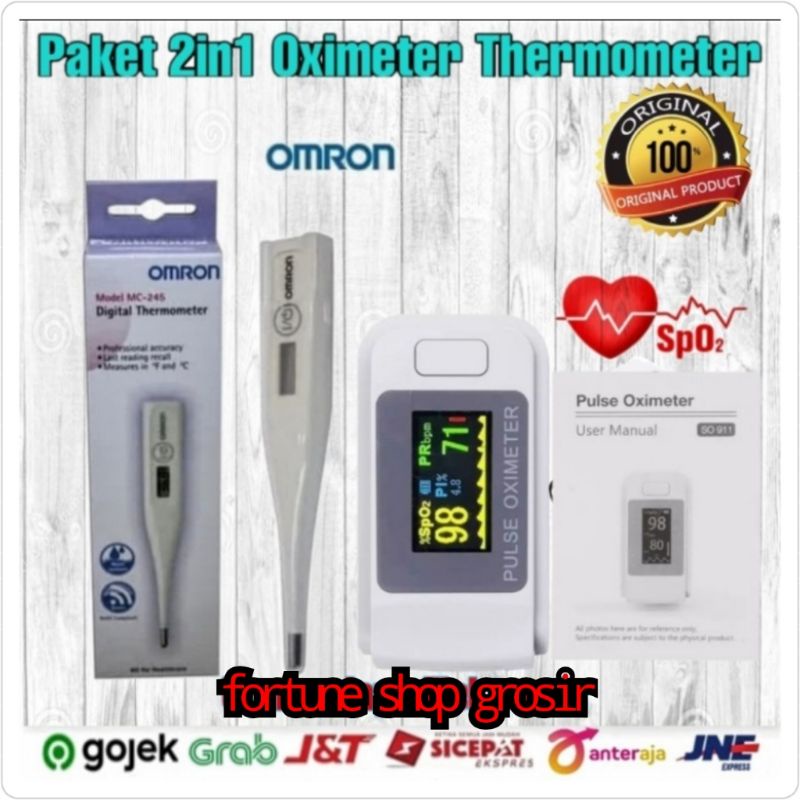 PAKET HEMAT 2 IN 1 OXIMETER PULSE DAN THERMOMETER OMRON245