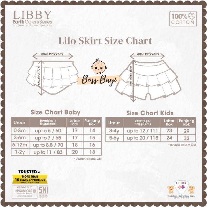 LIBBY Earth Colors Lilo Skirt - Celana Rok Ruffle Bayi Anak