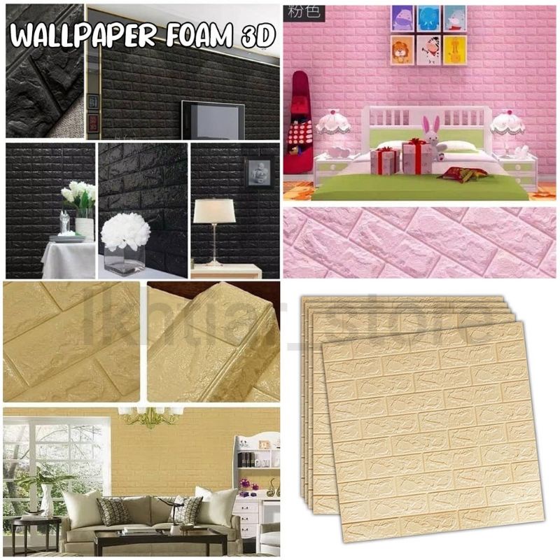 Wallpaper Dinding 3D Embossed Modern Foam Timbul Motif Batu Bata / Wall Sticker Dinding 3D Waterproof Brick / Wall Foam Dekorasi Dinding Kamar Rumah-1