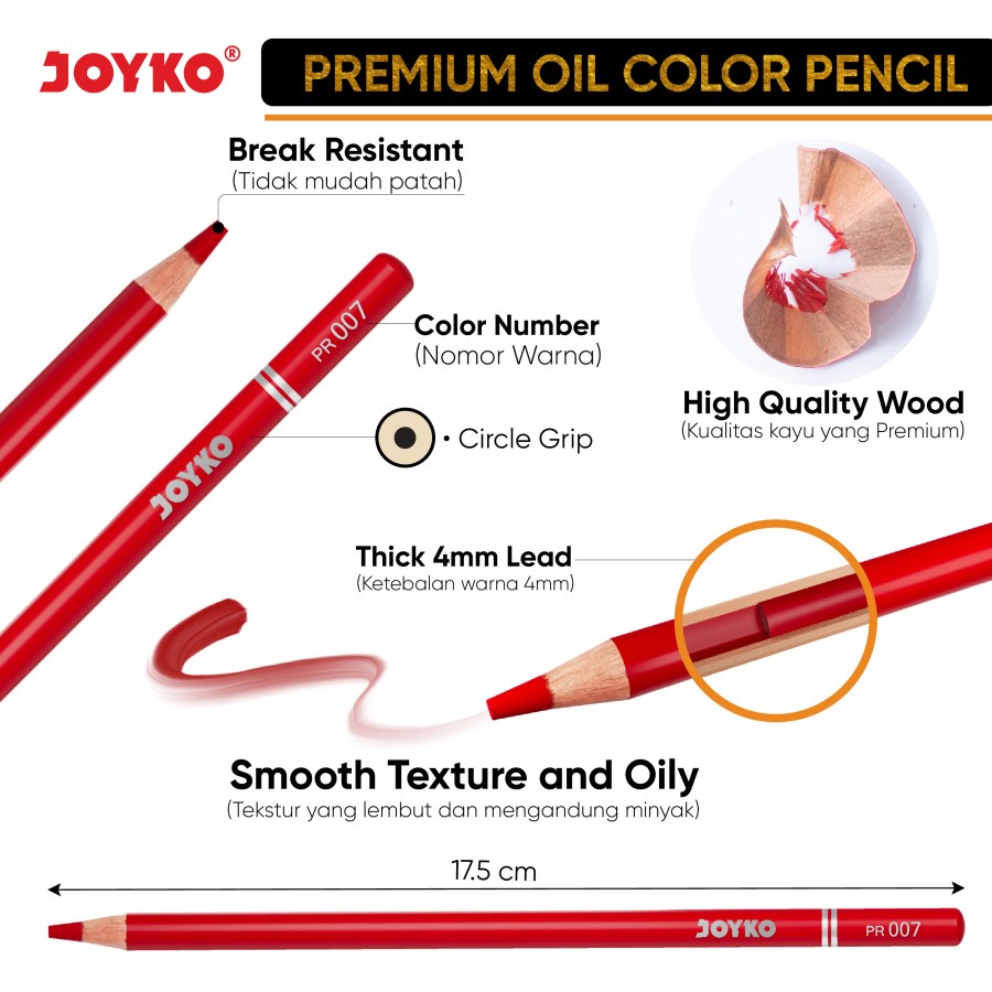 Premium Oil Color Pencil / Pensil Warna Joyko CP-TC126 36/48/72 Warna