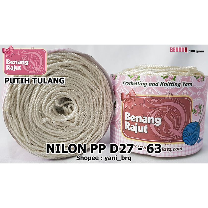 BENANG RAJUT NILON PP D27 POLOS 63 PUTIH TULUNG TOKO BENANG RAJUT Q yani_brq