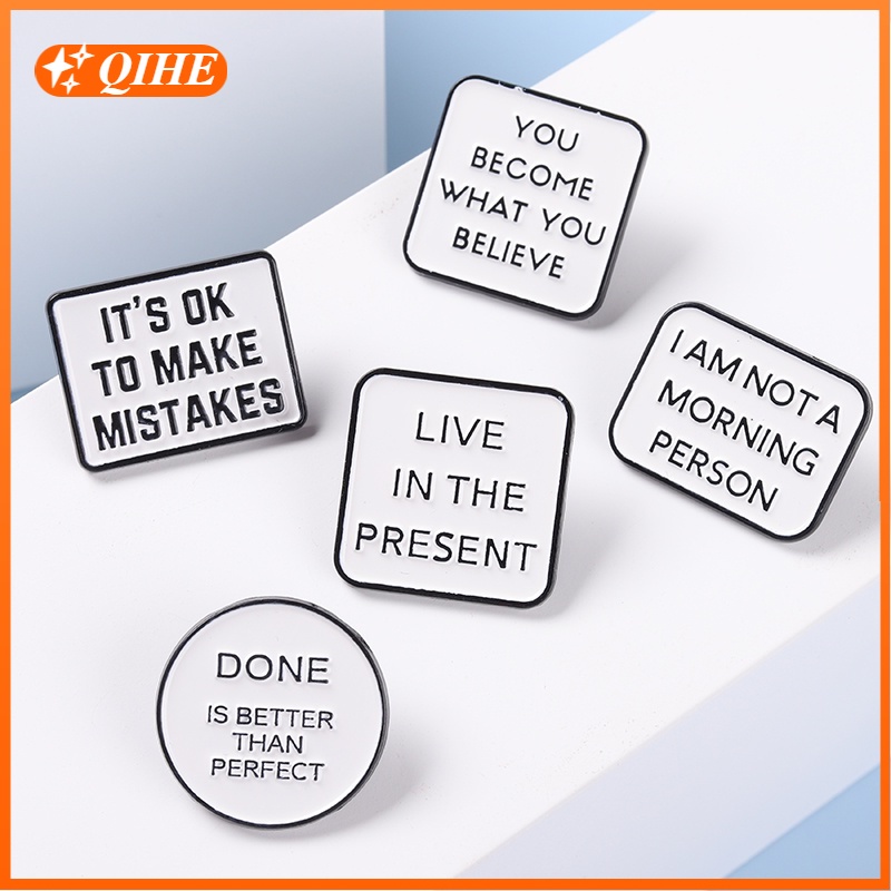Bros Pin Enamel Desain Quotes Motivasional Copywriting Untuk Hadiah Teman