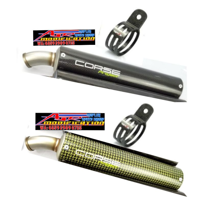 Knalpot Silincer Corse Project Carbon Karbon ORIGINAL Black & yellow Green Kawasaki Ninja R RR SS ZX