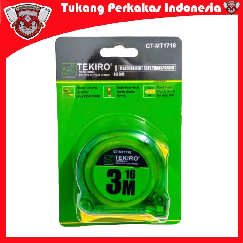 TEKIRO METERAN 3 METER TRANSPARAN/MEASURING TAPE 3 METER