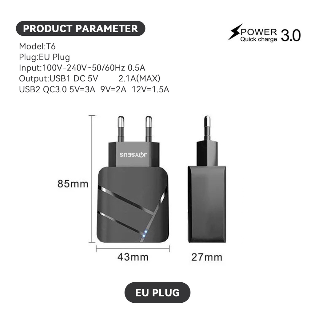 Charger Travel Adapter Colokan USB QC3.0 PD kepala charger JOYSEUS Wall Charger Fast Charging for Samsung Apple iphone Huawei Xiaomi Redmi Oppo VIVO