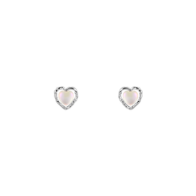 Anting Tusuk Sterling Silver 925 Desain Hati Hias Zircon Putih Untuk Wanita