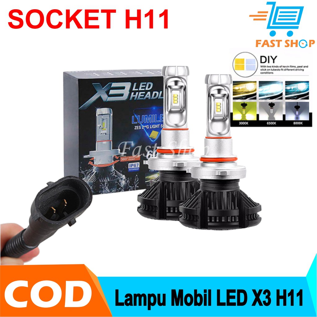 Lampu Mobil LED X3 H11 Headlamp ZES Headlight High Quality