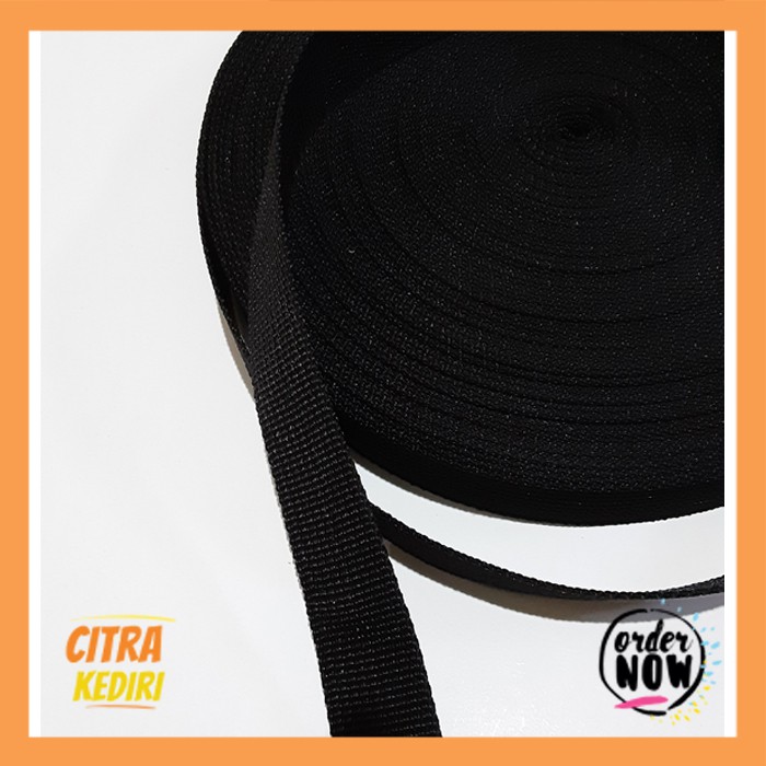 Tali Webbing hitam 3 cm tas kerajinan tangan aksesoris souvenir( permeter)