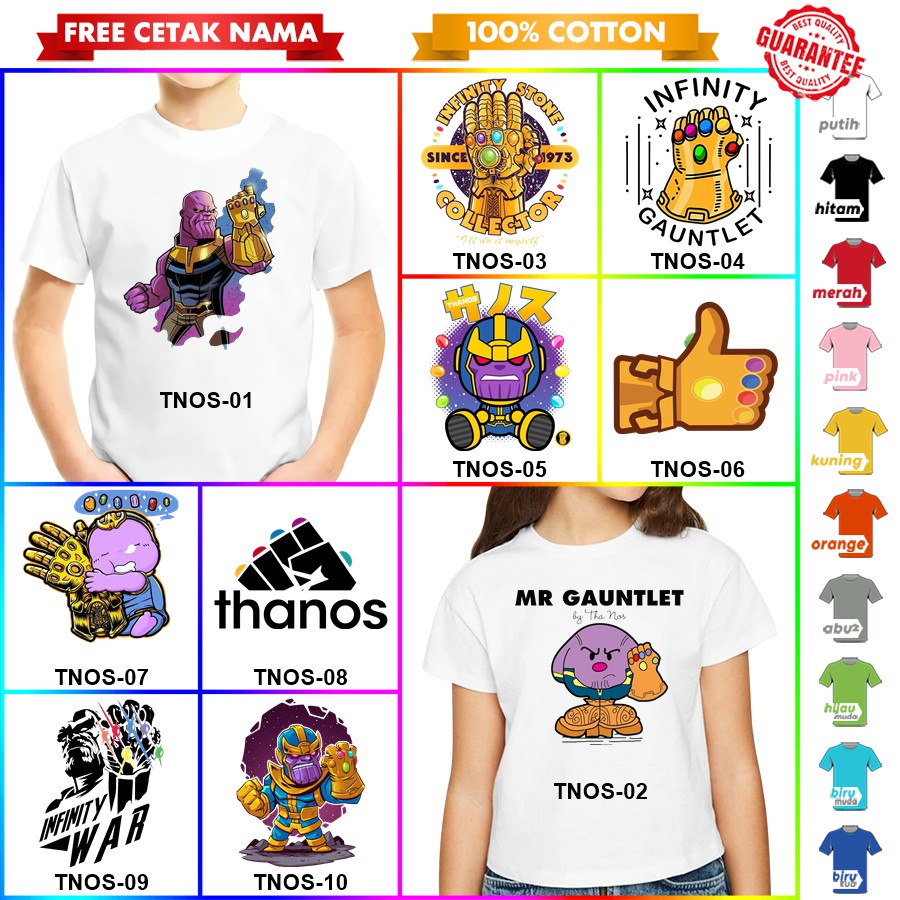 [FREE NAMA!!] Baju Kaos COUPLE  ANAK DAN DEWASA THANOS BANYAK MOTIF