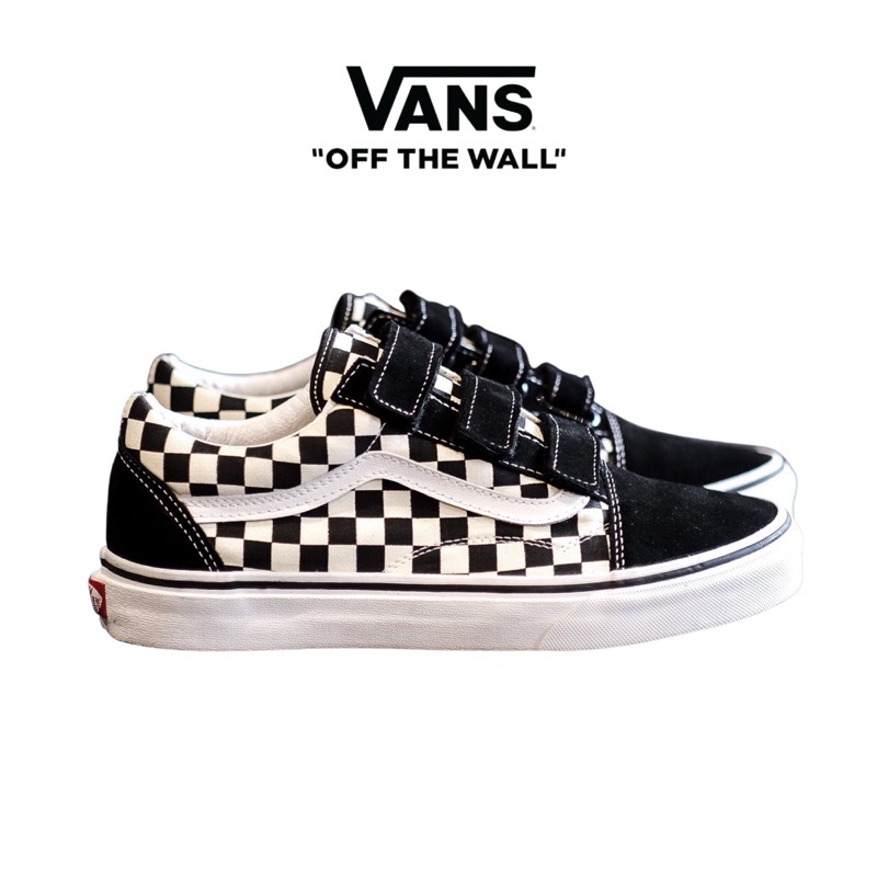Vans Oldskool Velcro Classic Checkerboard Black White | Sepatu Vans Original 100%