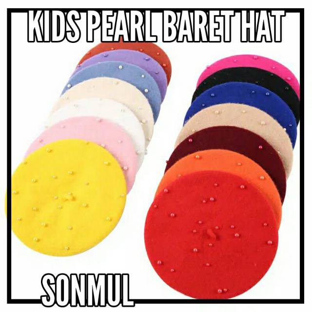 WINTER AUTUMN KIDS PEARL BARET HAT TOPI BERET ANAK MUTIARA MUSIM DINGIN