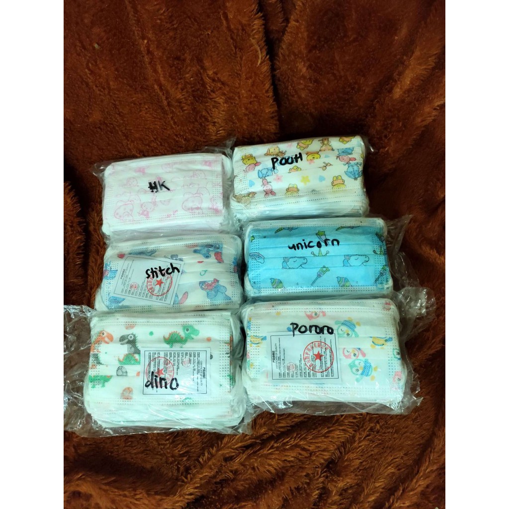 Masker anak 3ply medis surgical mask karakter isi 50 kids kesehatan ok - HK