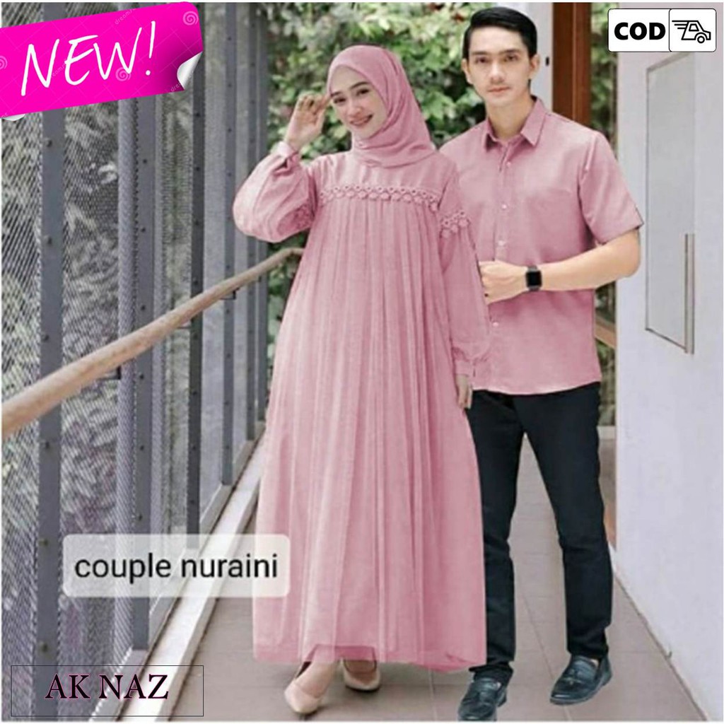 PROMO Baju Gamis Brukat Renda Couple Keluarga Pasangan Suami Istri Kekinian Murah Terbaru 2021
