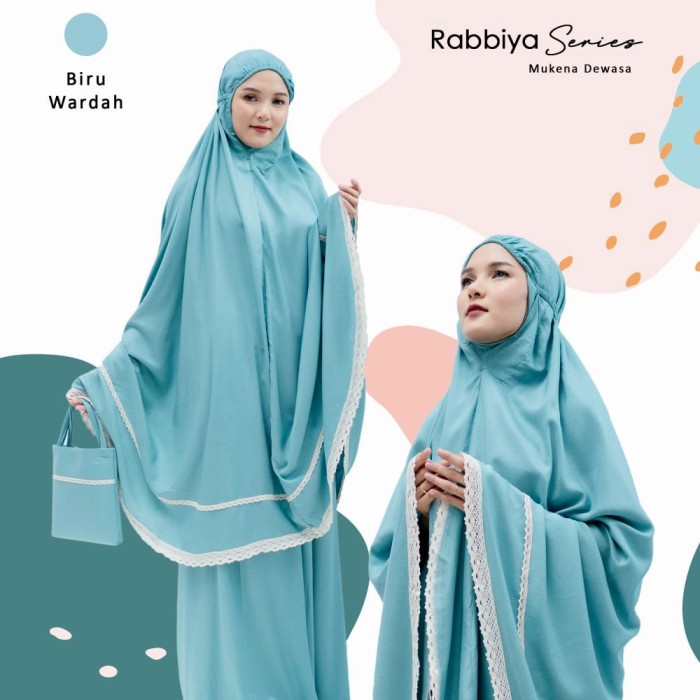 MUKENA KATUN RAYON DEWASA RABBIYA SERIES MOTIF RENDA POLOS