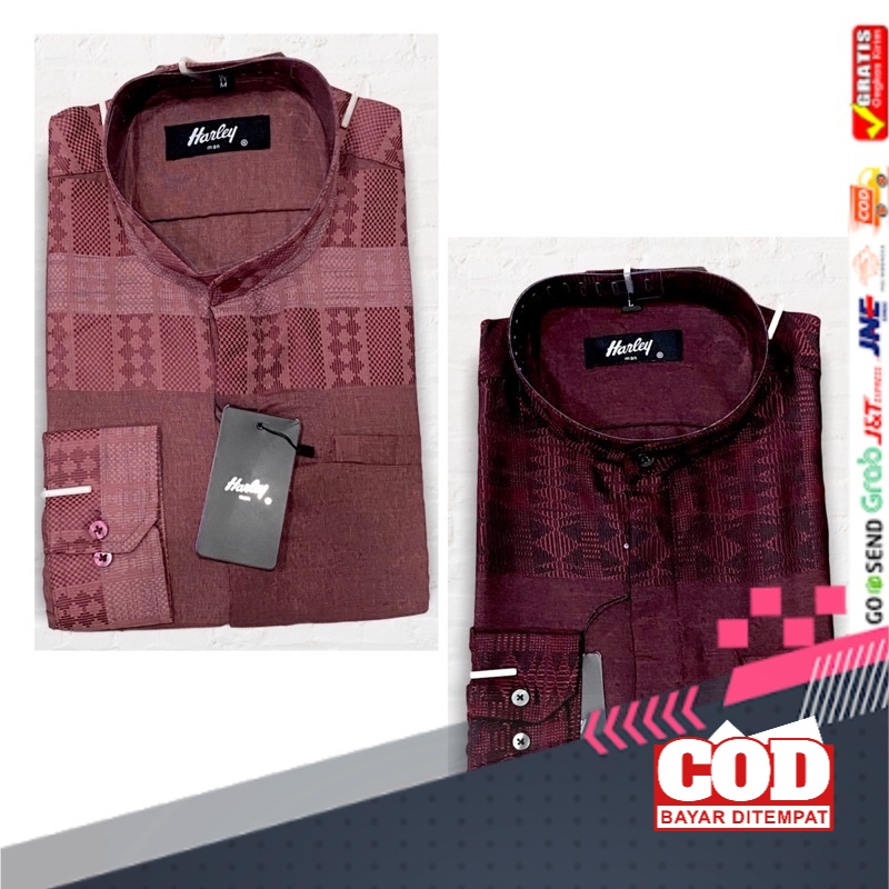 Koko Muslim Pria Kurta Koko Harley Kemko Terbaru Warna Maroon Merah Ati 2021