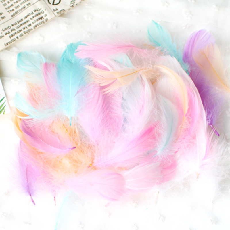 100 Pcs/set Macaron Color Feather Handmade Light String Dream Catching Net Balon Isi Ornamen DIY Hadiah Dekorasi