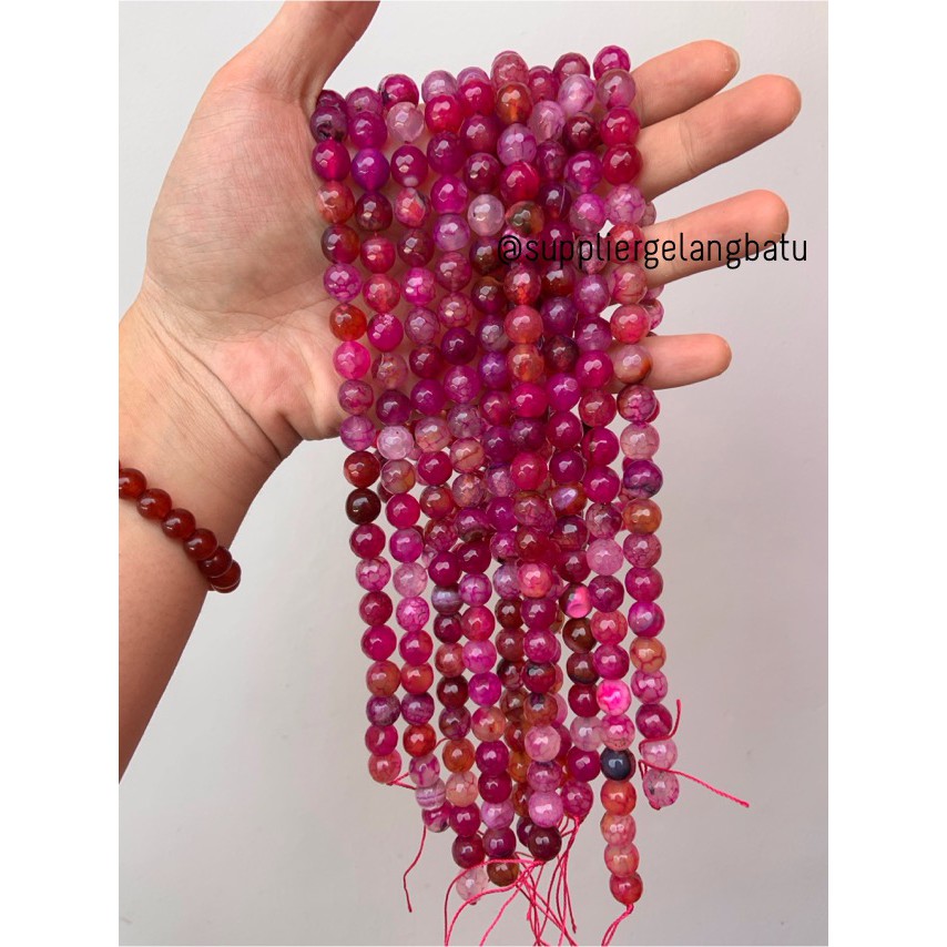 bahan batu 10mm Purple Agate CUTTING aksesoris FACETgelang kalung batu