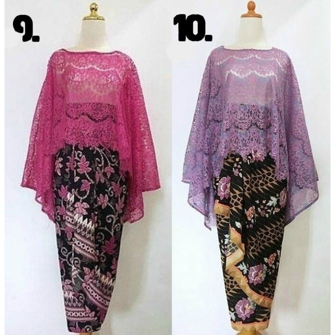 Kebaya Modern Setelan Cape Lace Glitter Putih dan Lainnya