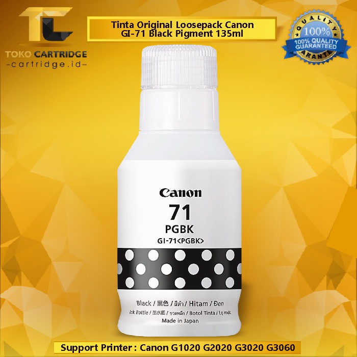 Tinta Canon GI-71 GI71 PGBK GI 71 Original Loosepack, Refill Ink Printer PIXMA G1020 G2020 G3020 G3060