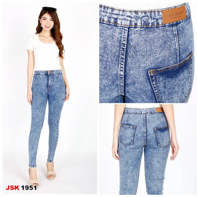 Highwaist Jeans Panjang Wanita Skinny Denim JSK Jeans