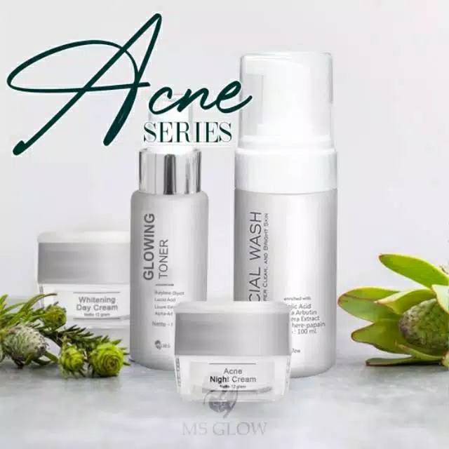 PAKET ACNE (JERAWAT) MS GLOW.Day cream  night cream toner dan facial wash