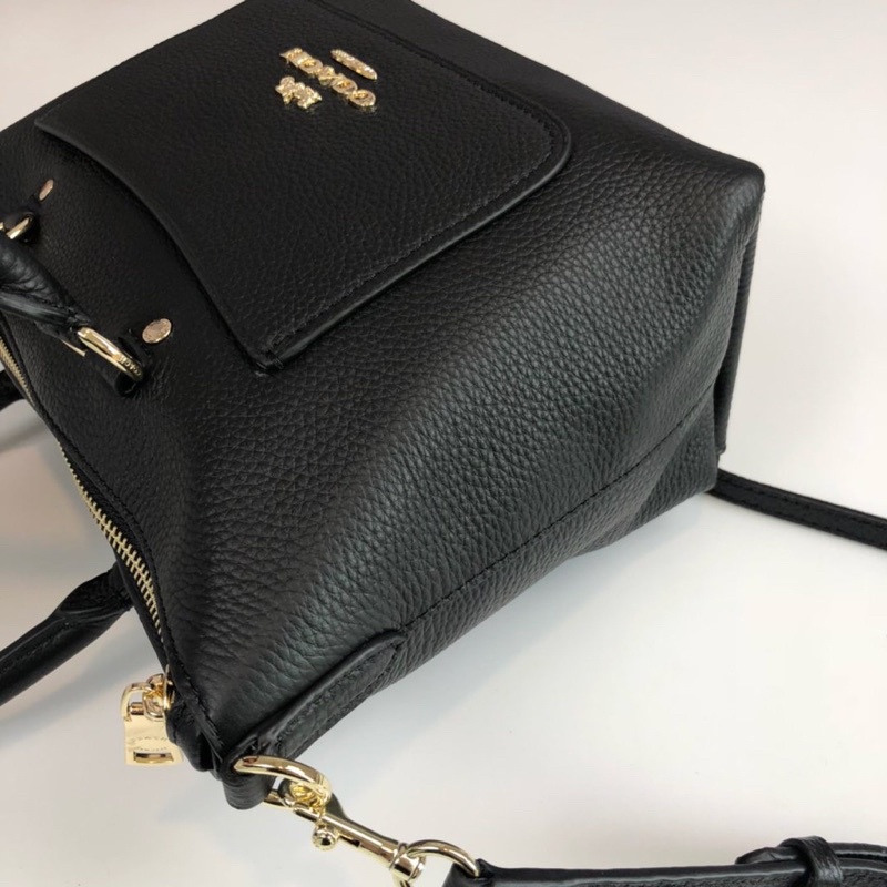 MINI EMMA SATCHEL IN PEBBLE BLACK LEATHER (31466)