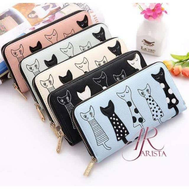 DOMPET WANITA KUCING BERJEJER - Dompet panjang wanita KOREAN FASHION WALLET