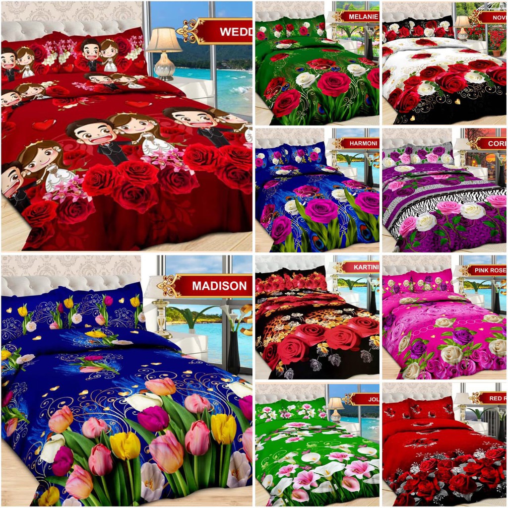 (BISA COD) SPREI BONITA 3D UKURAN 180 x 200 NO.1 KING ANTI LUNTUR SEMUA MOTIF PANDA ROSE TEDDY BEAR