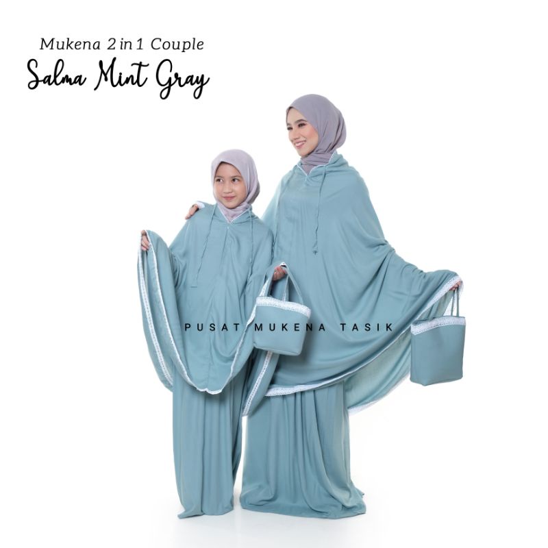 PUSAT GROSIR MUKENA COUPLE (IBU + ANAK) 2in1 BALI SALMA | NEW RAYON SHARLA AIRA TERMURAH TRAVELLING