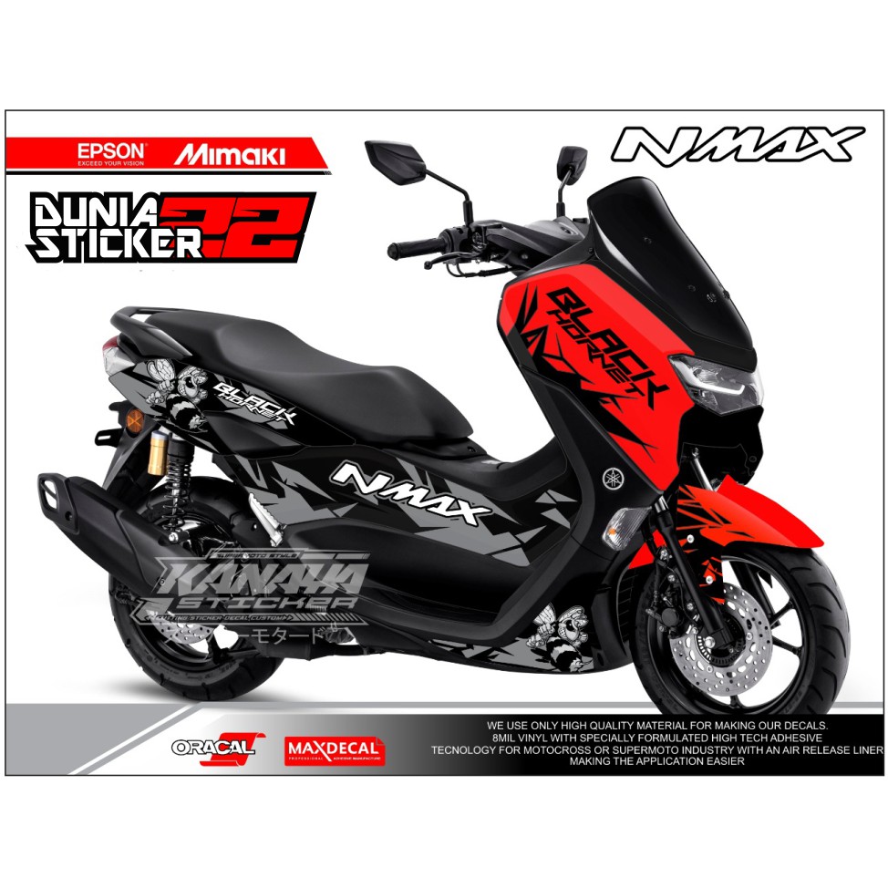 Decal Nmax//Sticker Nmax New Full Body Motif Black Hornet variasi Merah dan Abu Termurah - DS22